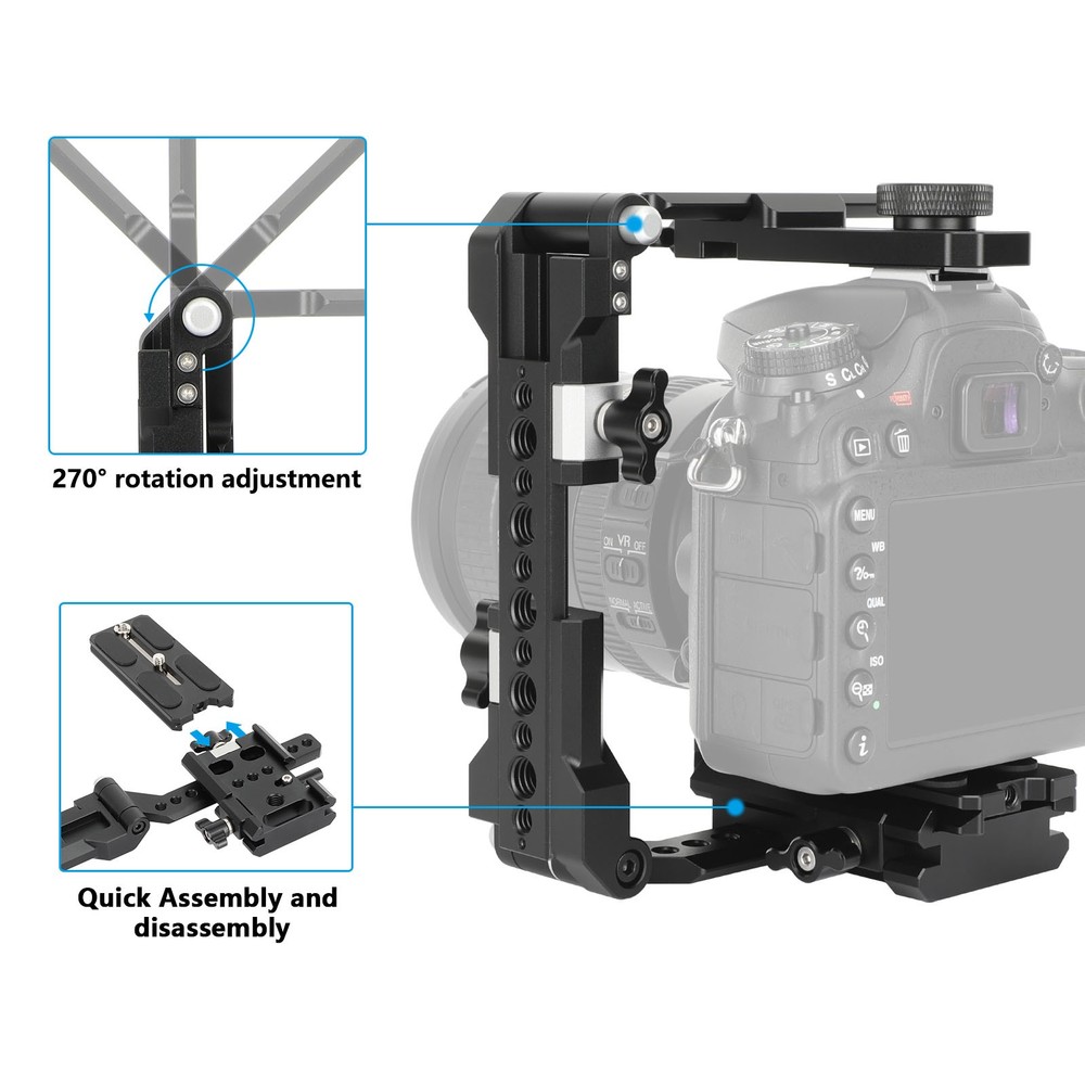 CAMVATE Universal Quick Release Foldable Half Cage Kit with Arca-Type Baseplate