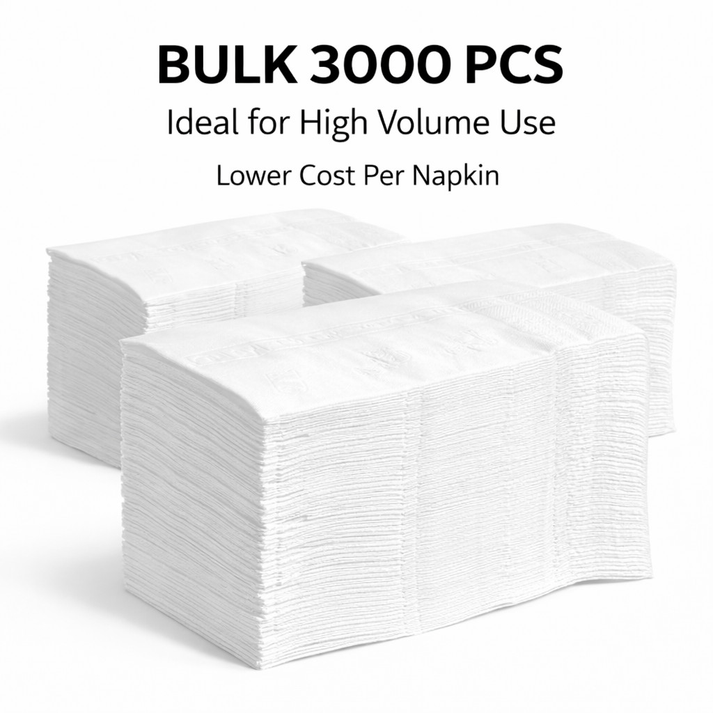 3000 White Dinner Napkins 2-Ply 17x15 Embossed Restaurant Bulk