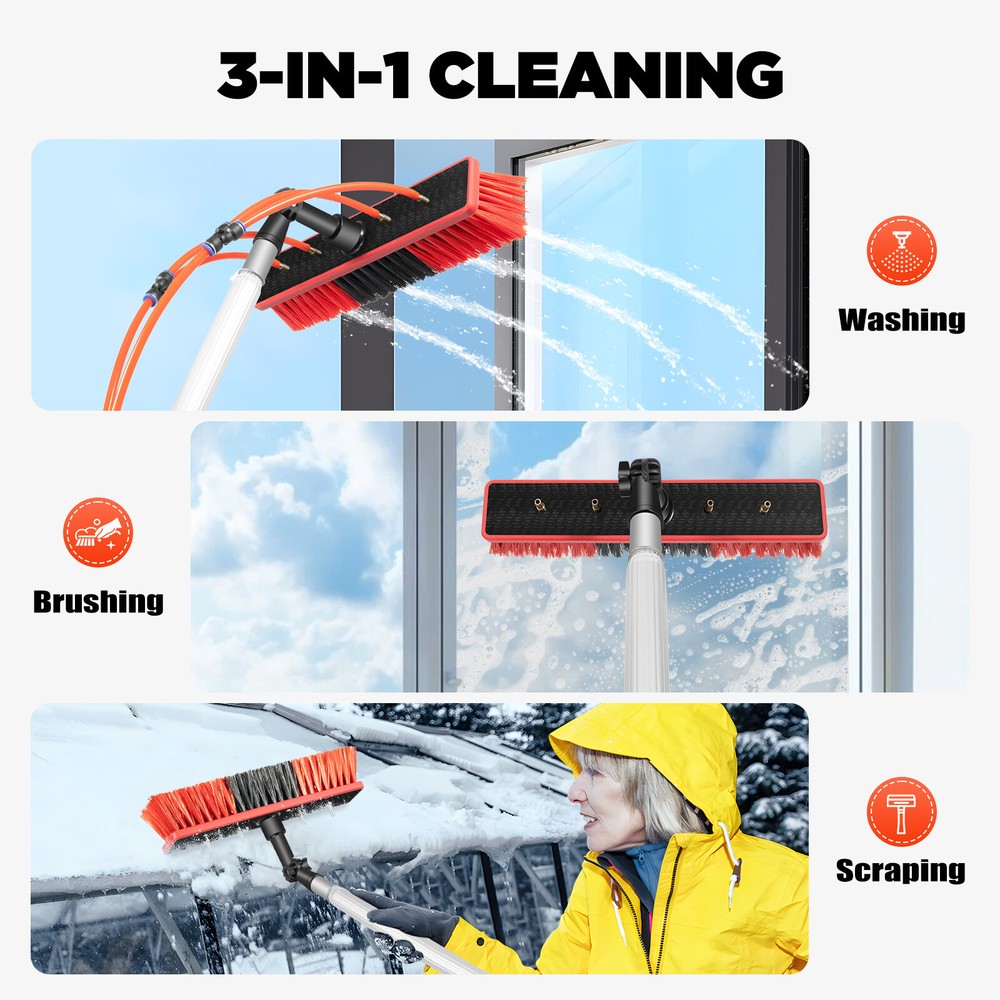 26 FT Water Fed Pole Kit Window Solar Panel Cleaning Extendable Telescopic Pole