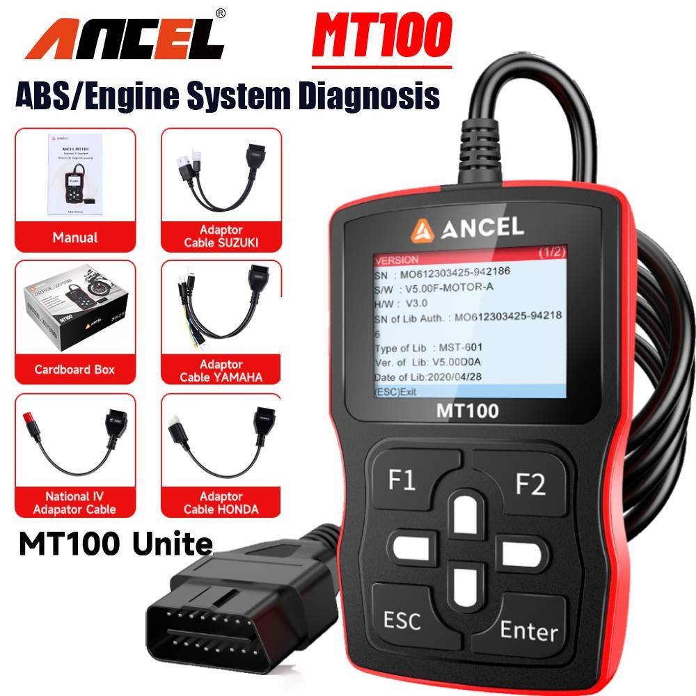 ANCEL MT100 Motorcycle Diagnostic Scan Tool Code Reader ABS Engine Code Scanner