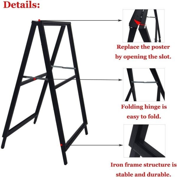 A Frame Sidewalk Sign, Heavy Duty Sandwich Board Signs 24x36 in(print included)
