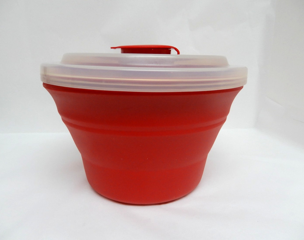 Pampered Chef Red Microwave Popcorn Maker w/Instructions 1457 EUC