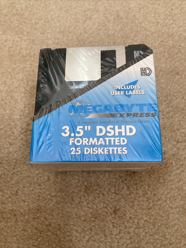 HD 3.5" DSHD FORMATTED DISCS 25 DISKETTES IN BOX  - Includes User Labels