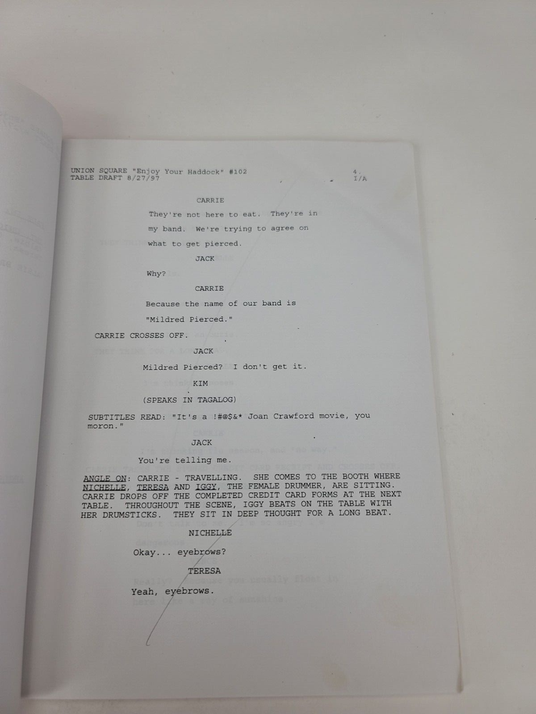 UNION SQUARE / George McGrath 1997 TV Script, Jazzmun "Enjoy Your Haddock"