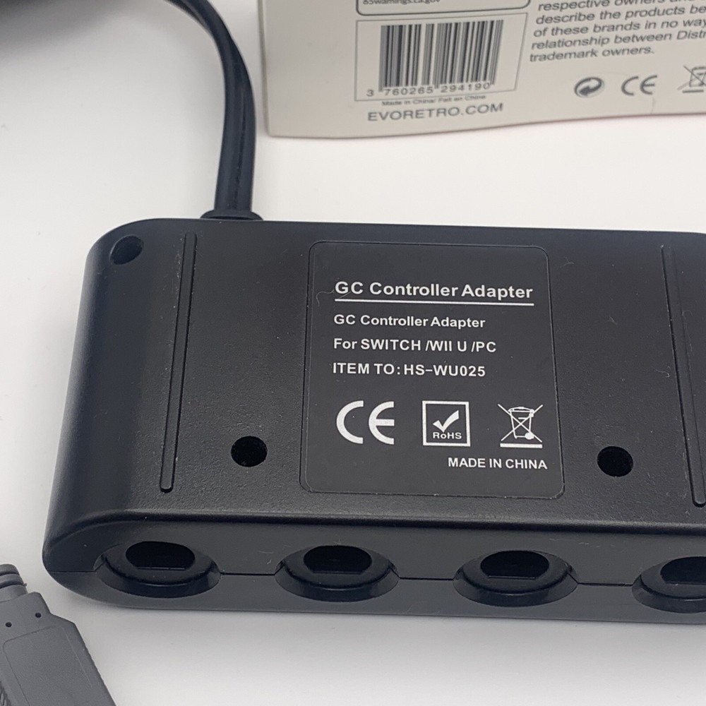 EVORETRO 4 Port Adapter for Gamecube Controller Wii U, Switch, and PC USB