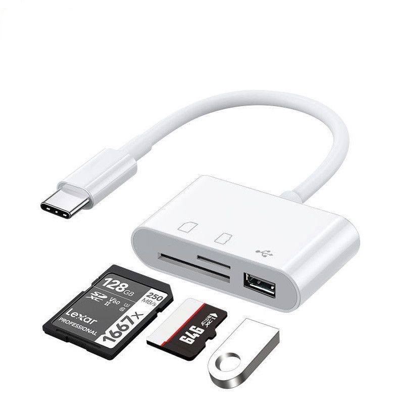 3-in-1 Camera Adapter SD/TF Card Reader with USB Port – Compatible with iPhone 1