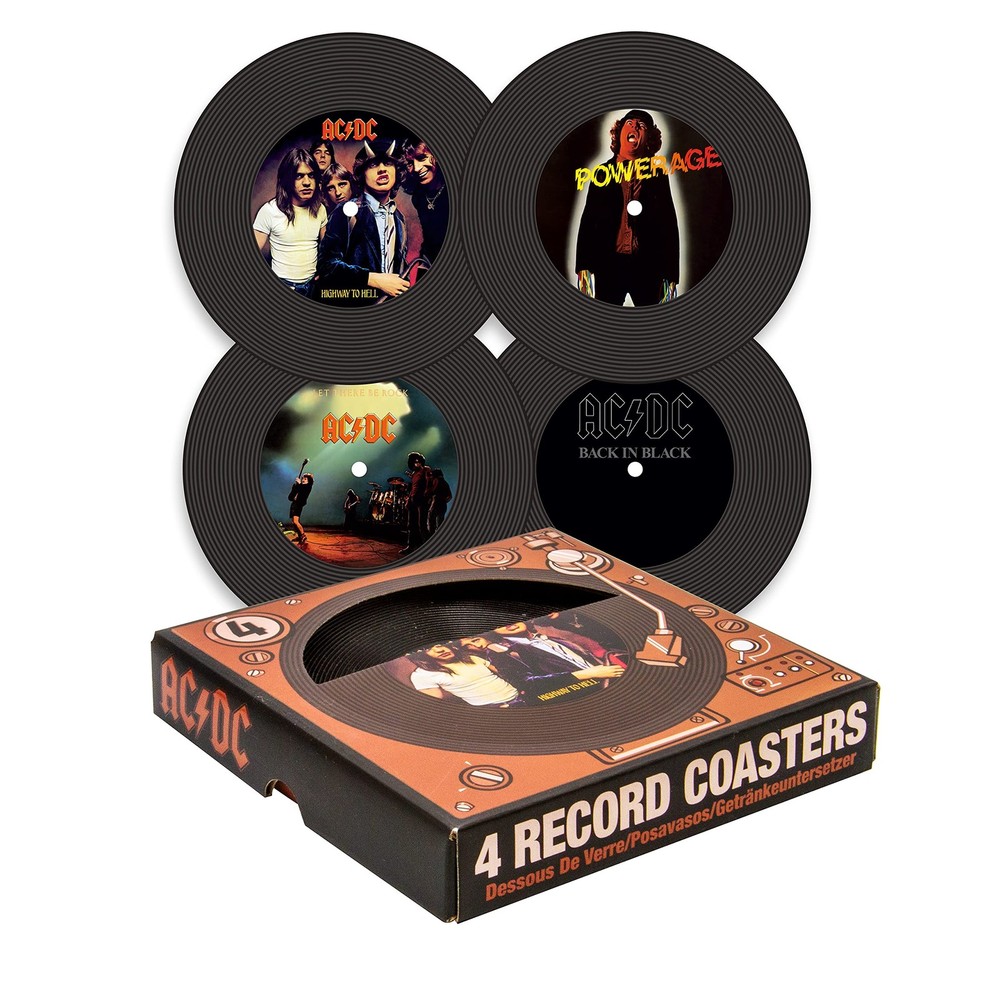 Aquarius AC DC vinyl coasters, Medium, multicolor