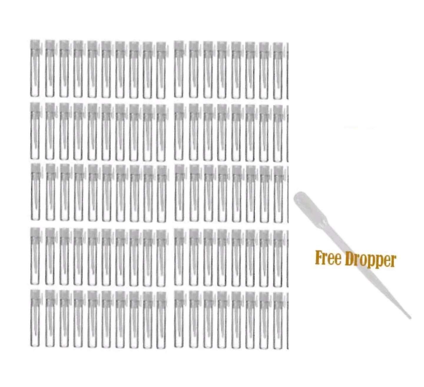 1ml Glass Perfume Sample Vials, 1 ml Small Bottles 8X35 mm Vials, Stick-On