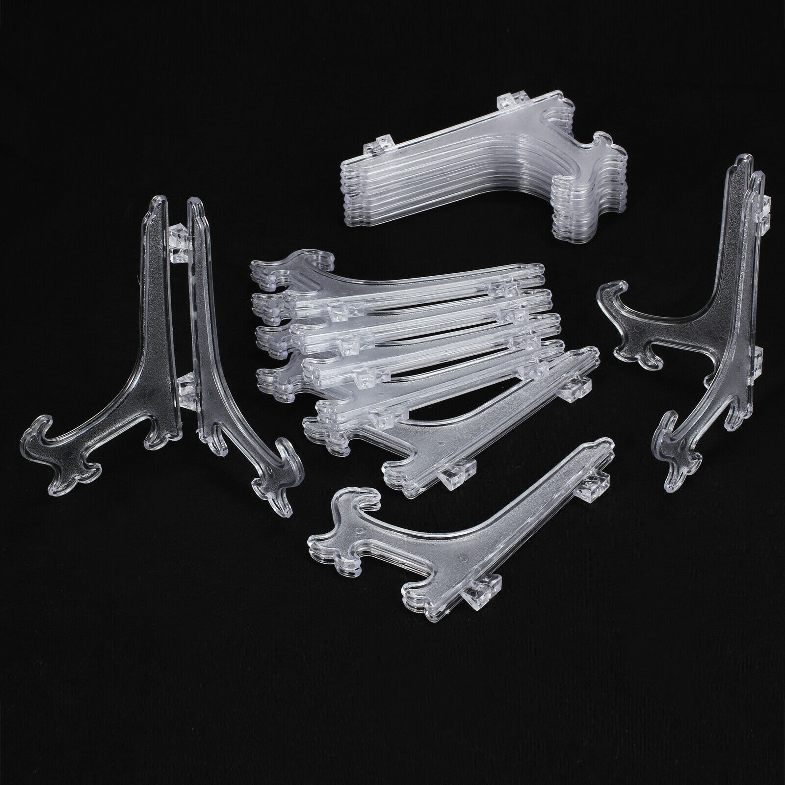 12Pcs 5" Tall Plastic Easel Display Stand Plate Holders For Photo Dish Art New