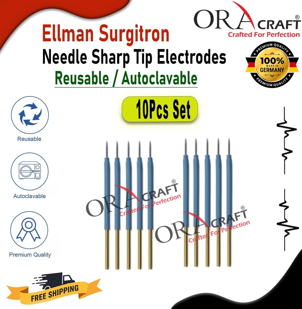 Ellman Surgitron Needle Sharp Tip Electrodes Reusable / Autoclavable 10Pcs Set