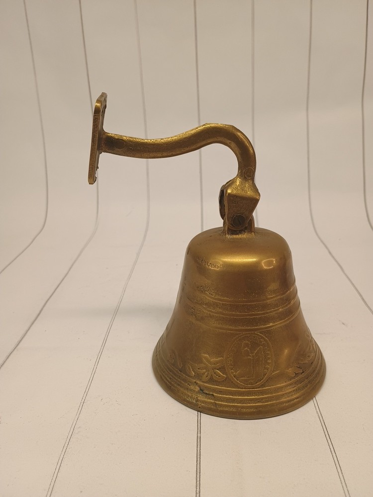 Vintage Solid Brass Wall Mount Dinner Bell Farm School Rustic Antique Style