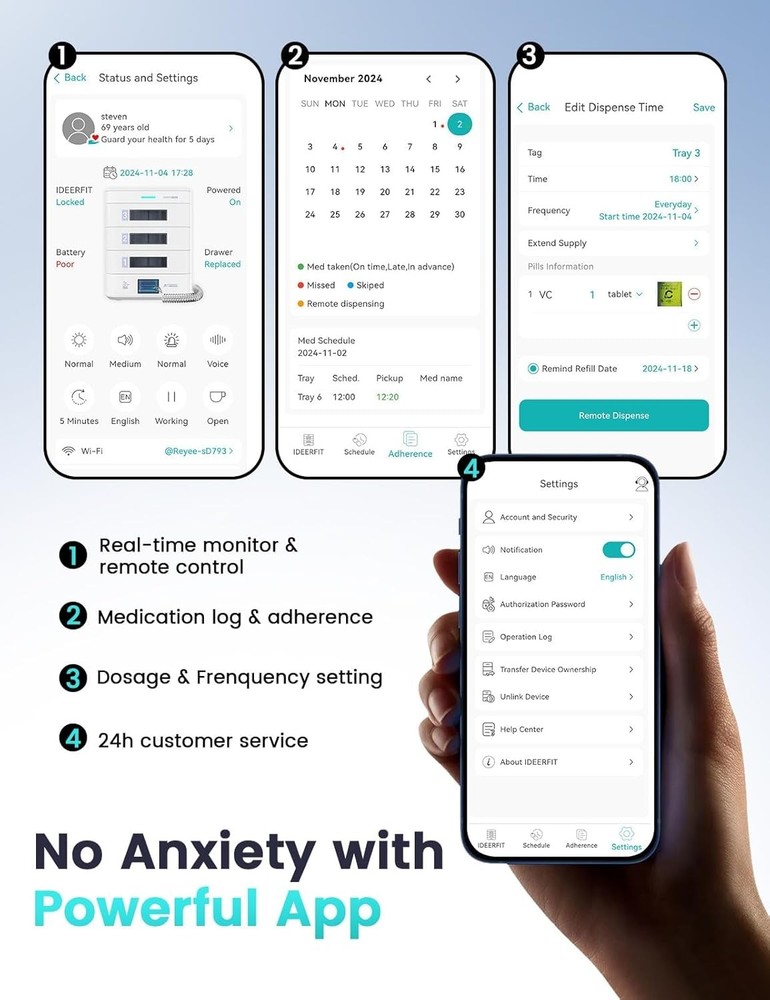Pill box Automatic Pill Dispenser 28-Day Smart Pill Organizer Smart App Control