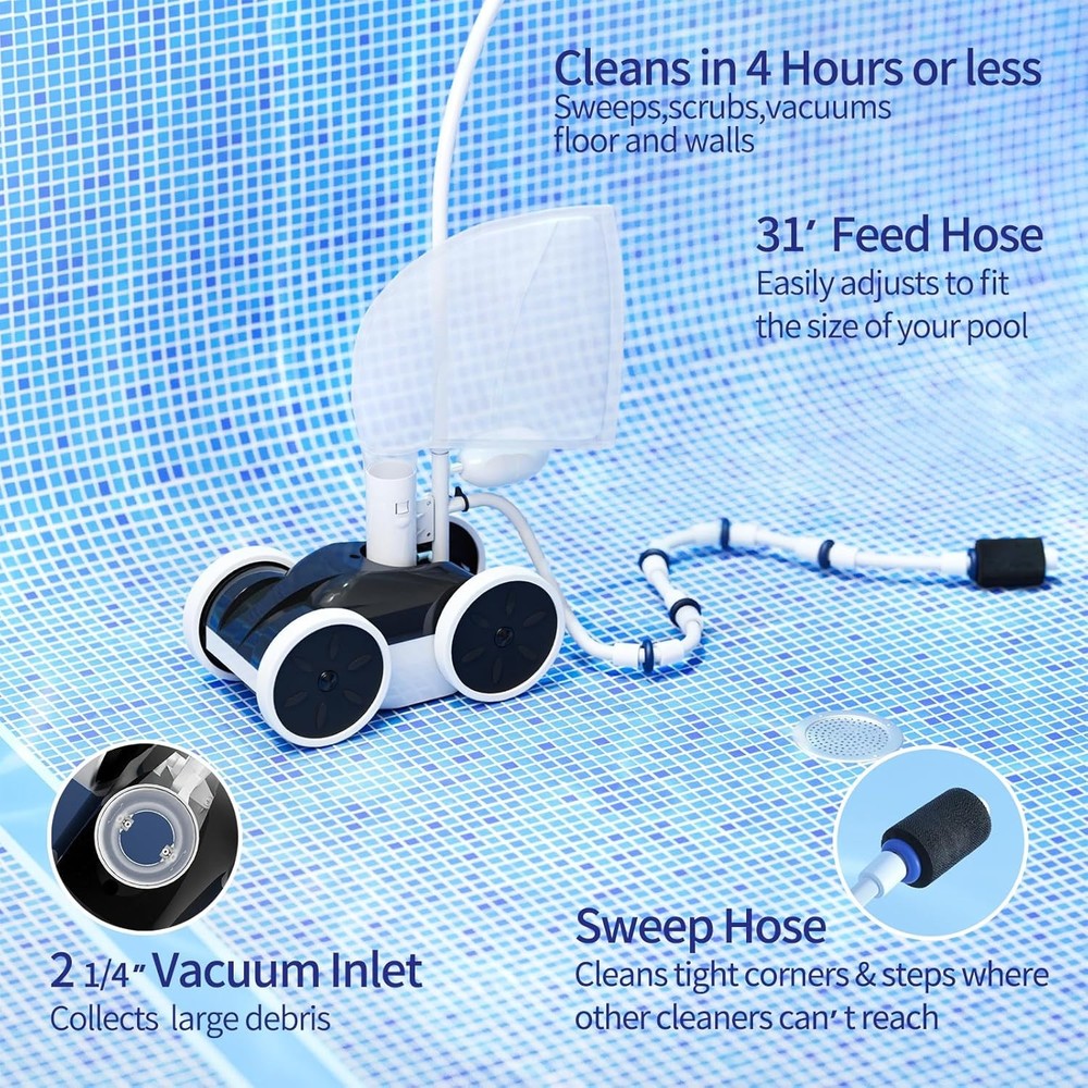 Ap2000 Pool Pressure Side Sweeper Cleaner Four-Wheel Design