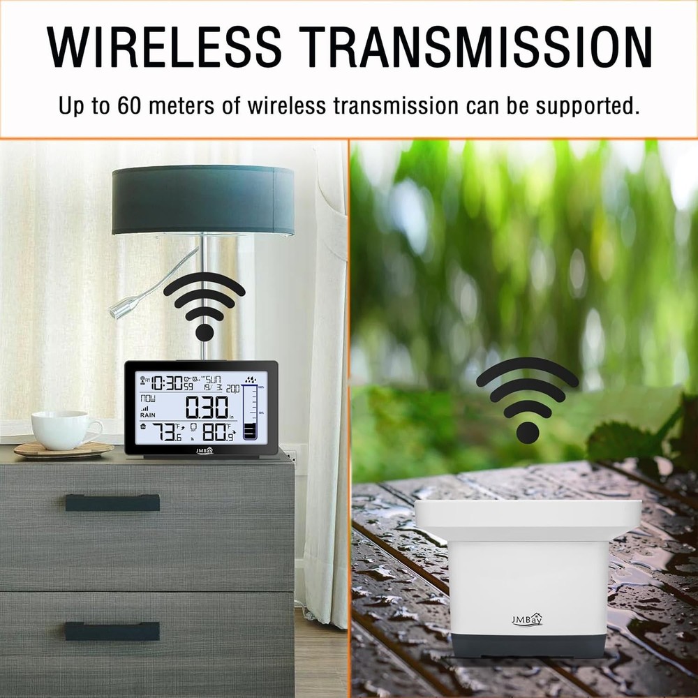Wireless Digital Rain Gauge with Thermometer,