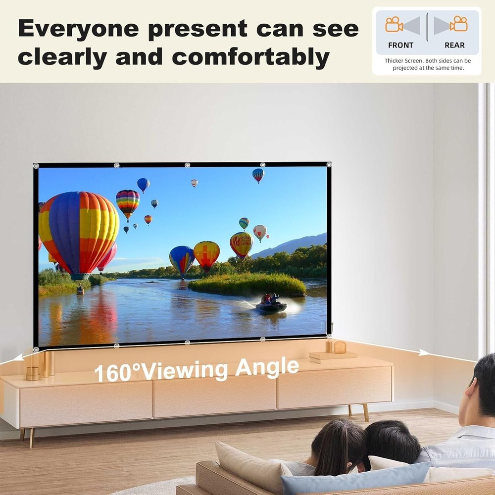 Versatile 84" 4K Double-Sided Projection Screen - Easy Install for Any Setting