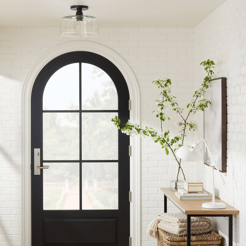 Glass Semi Flushmount Ceiling Light Black - Threshold designed with Studio McGee