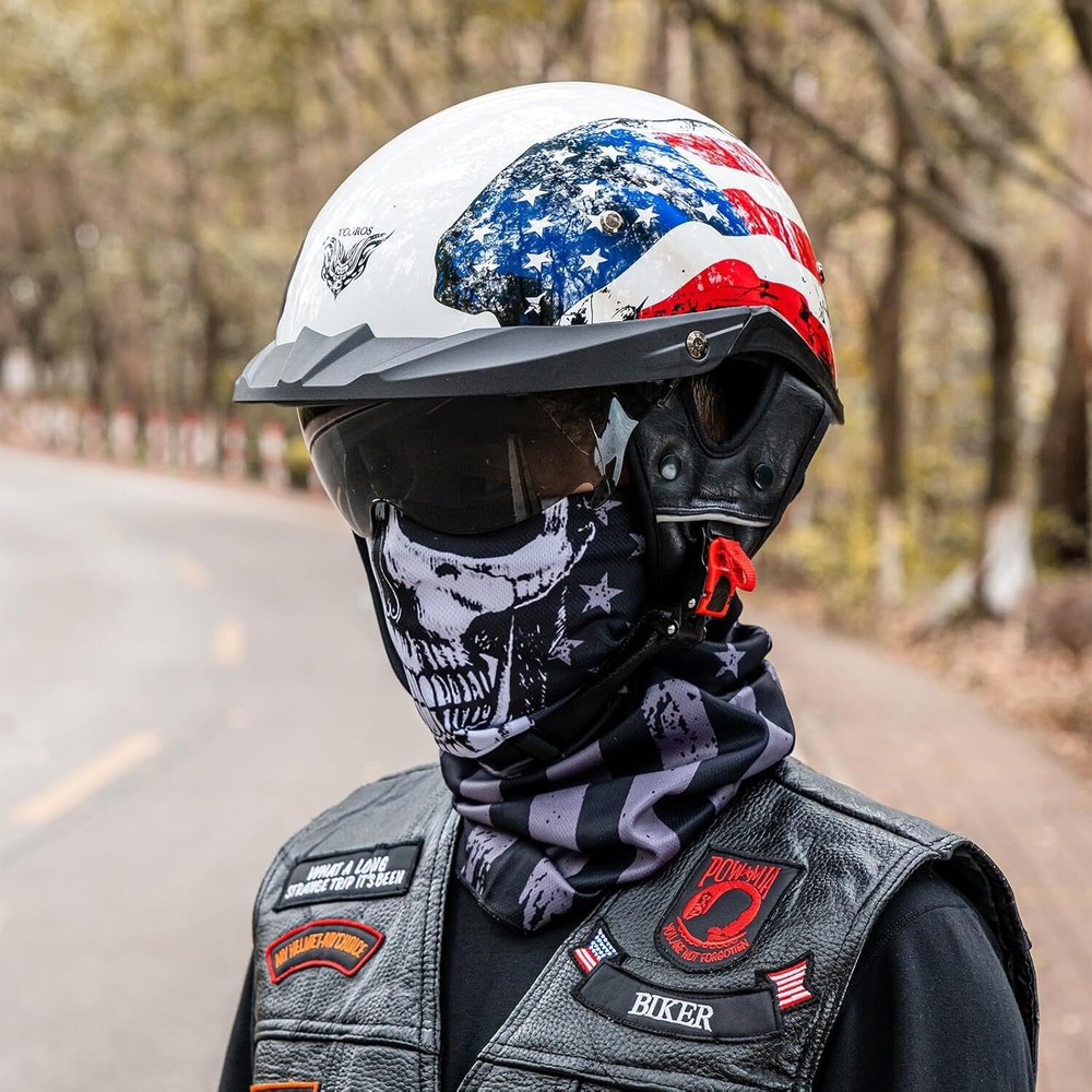 Half Helmets Motorcycle Open Face Sun Visor Quick Release Adjustable DOT Approve