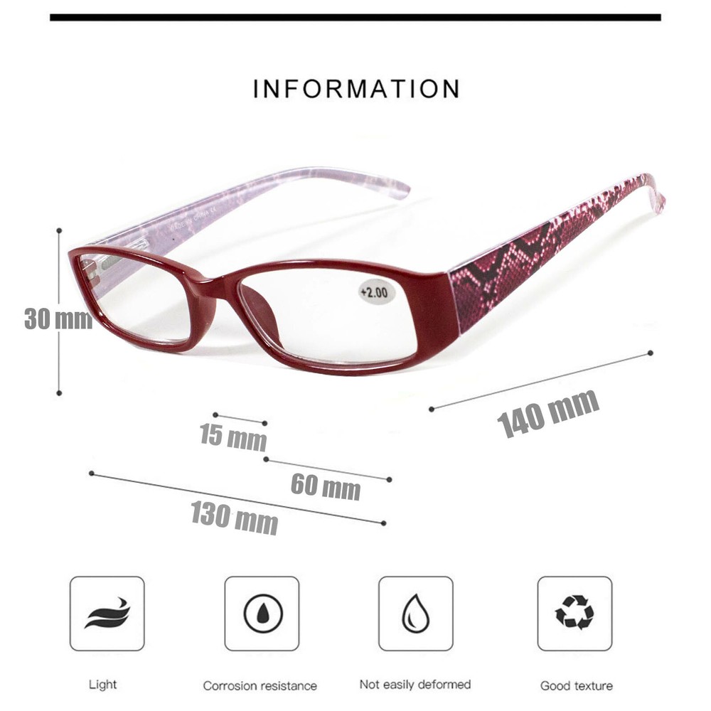 4 Pairs Mens Womens Unisex Spring Hinge Rectangular Reading Reader Glasses 1-3