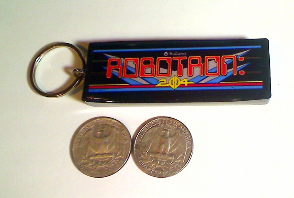 Robotron Arcade Marquee Coin Door accessory Keychain