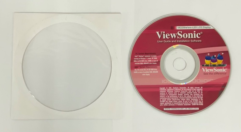 ViewSonic User Guide and Installation Software VX2250w/wm-LED LCD Display