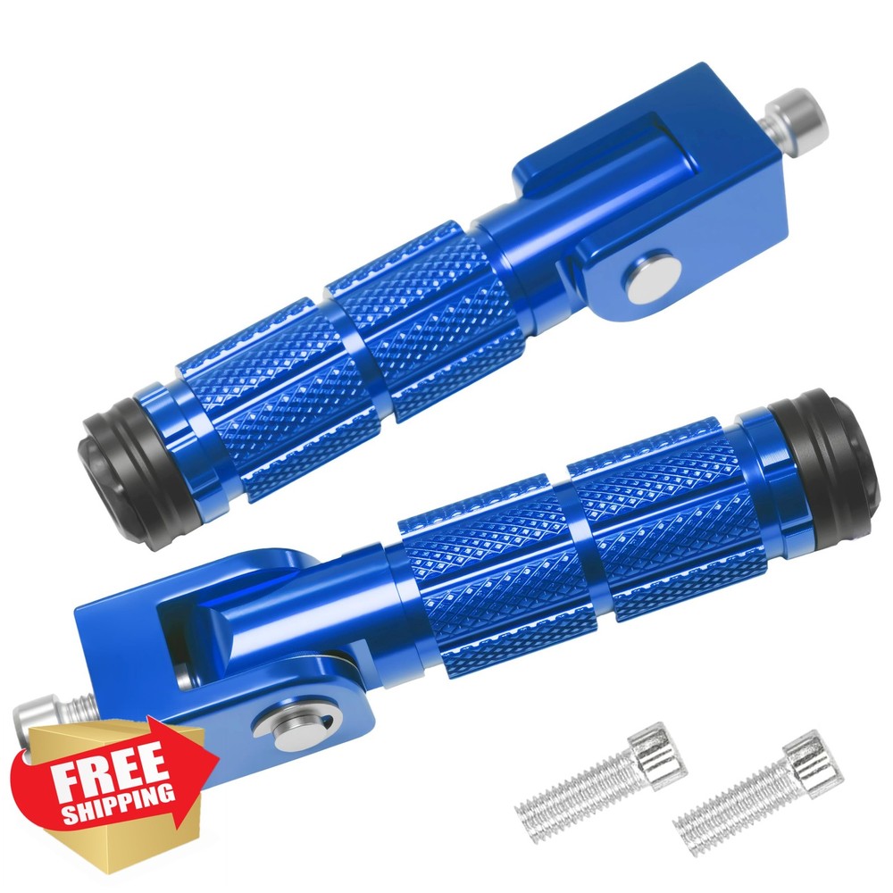 Universal CNC Motorcycle Foot Pegs Foldable Blue Type B