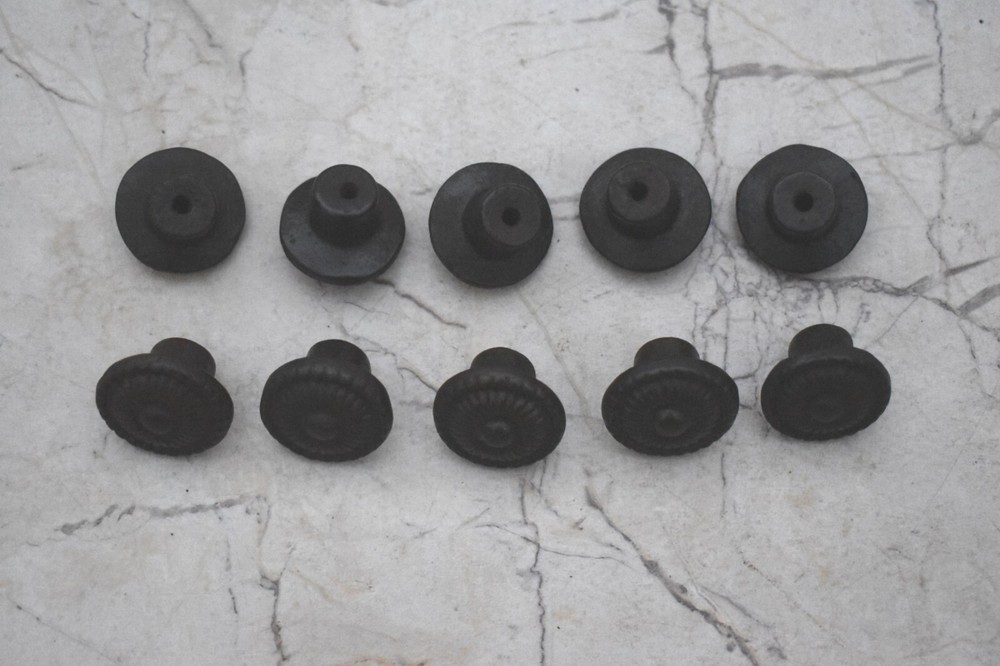 Vintage cast Iron door knobs cabinet round drawer handles pull rustic 10 pcs