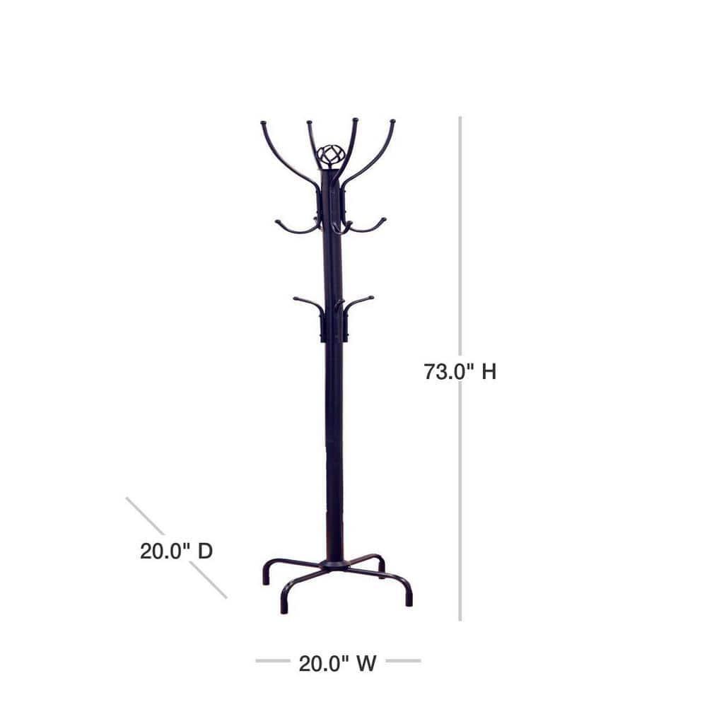 8-Hook Metal Coat Tree Stand Purse Hanger Hat Rack 6 ft Hallway Entryway Mudroom