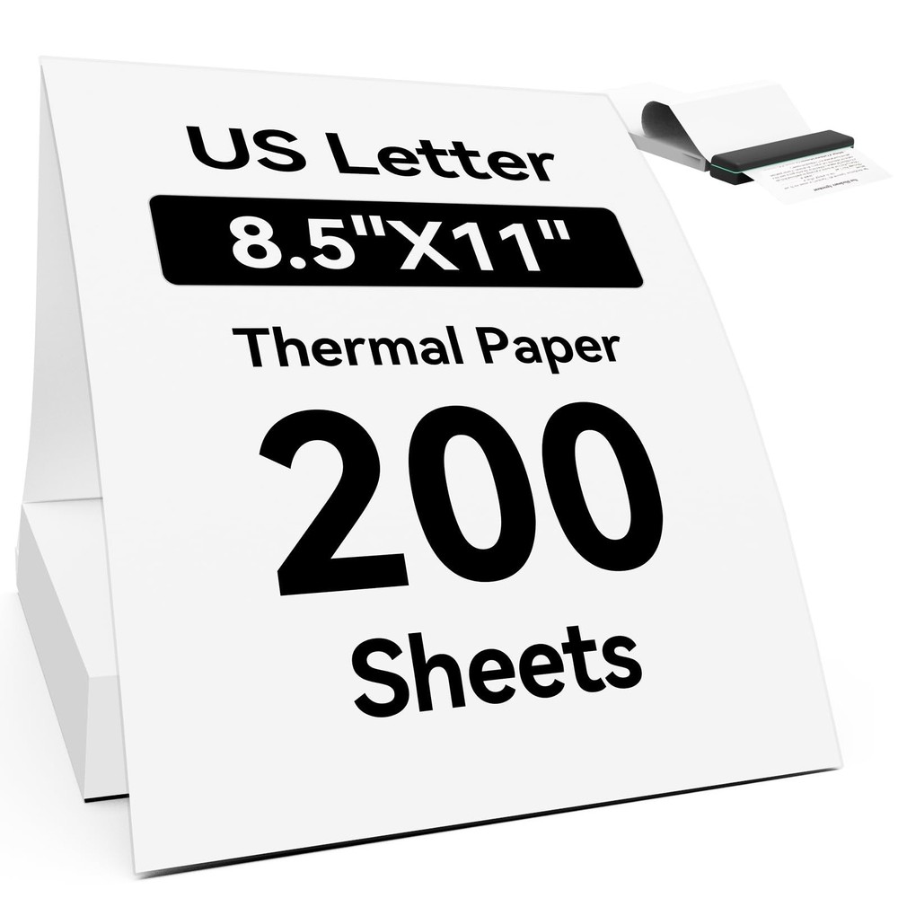 Continuous Folded Thermal Printer Paper 8.5"x11" - 200 Sheets, Moisture-Proof, U