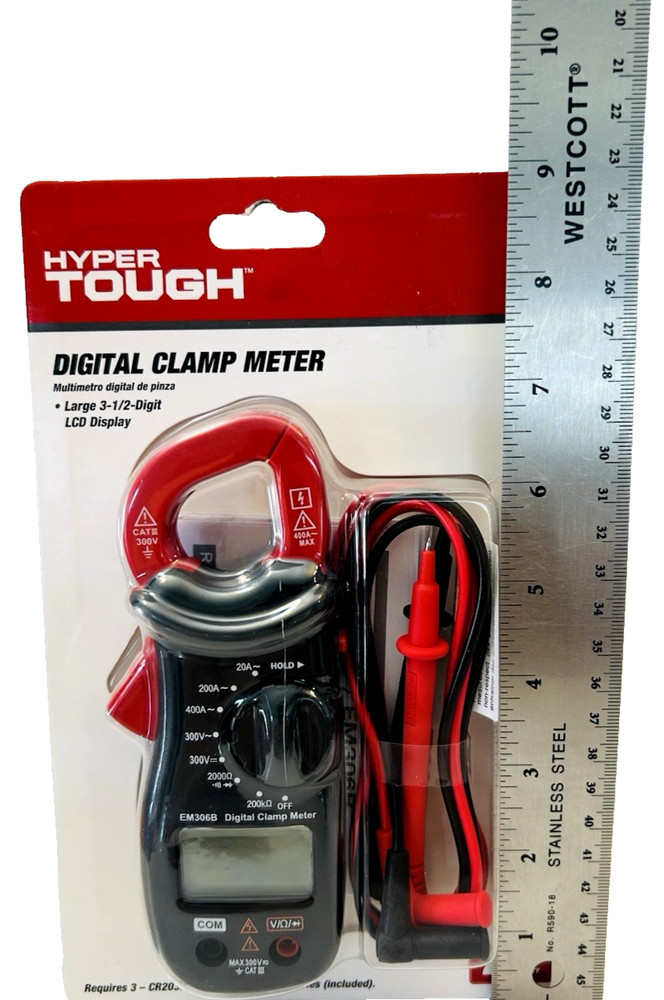 Hyper Tough Digital Clamp Meter Electrical Wire Current Tester with LCD Screen