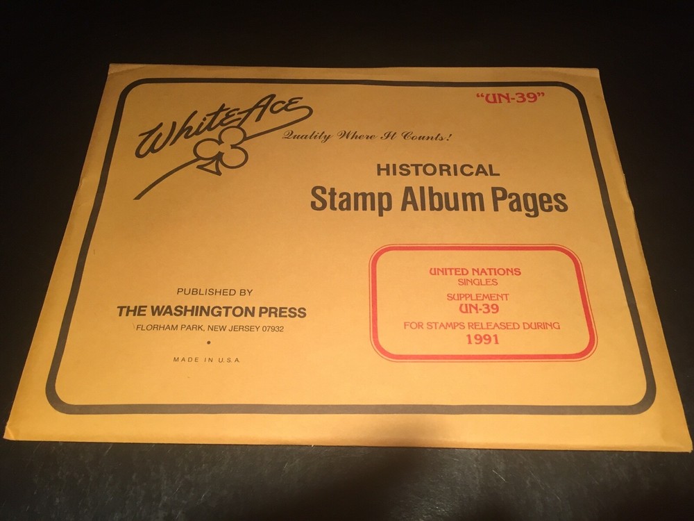 White Ace Stamp Album Supplement Pages - United Nations Singles UN-39 - 1991