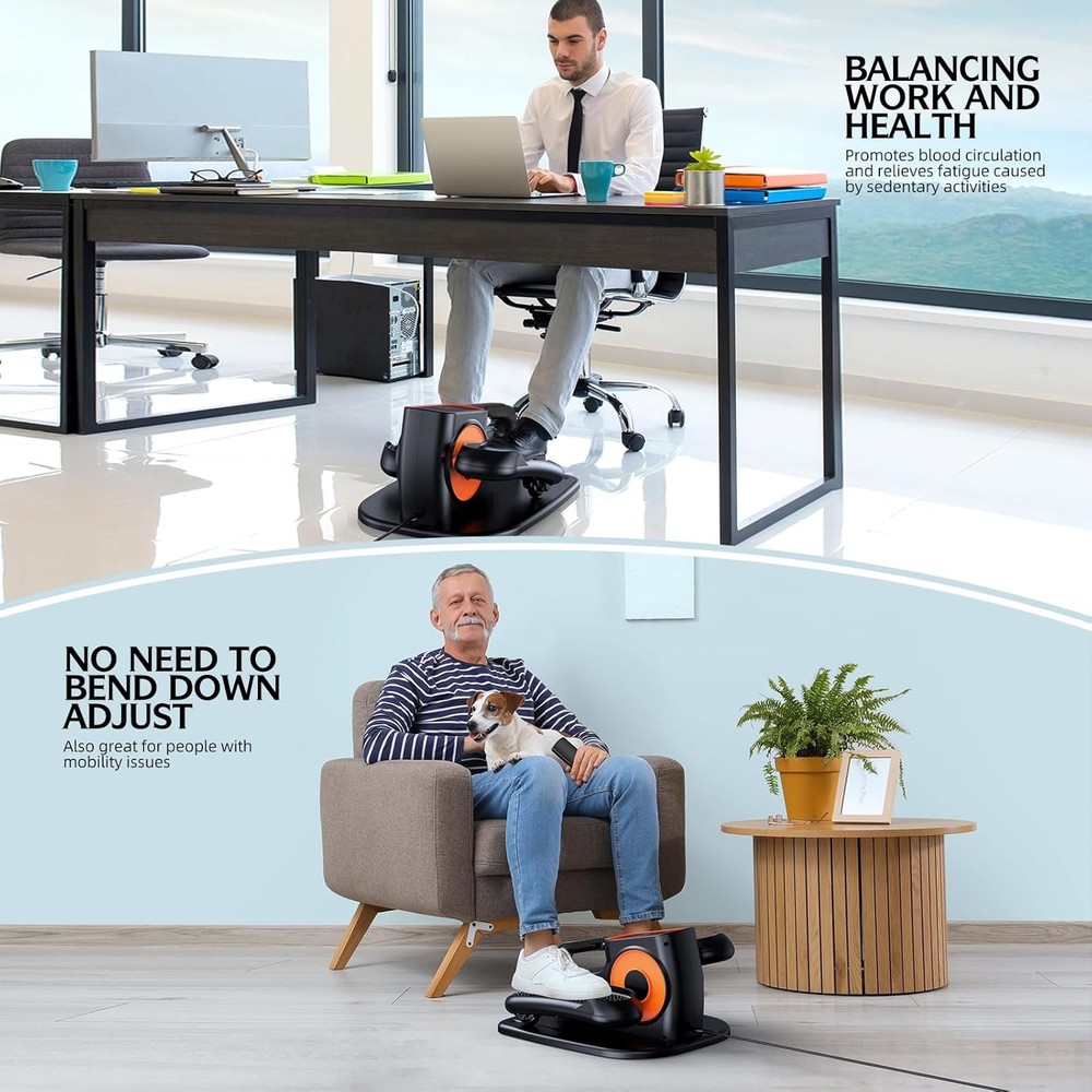Under Desk Elliptical, Leg Exerciser While Sitting for Seniors, Quiet Portable E