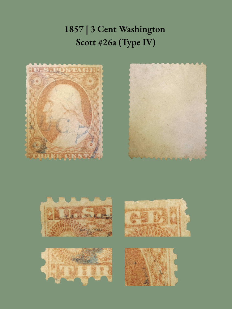 1857 | 3 Cent Washington Scott #26a (Type IV)