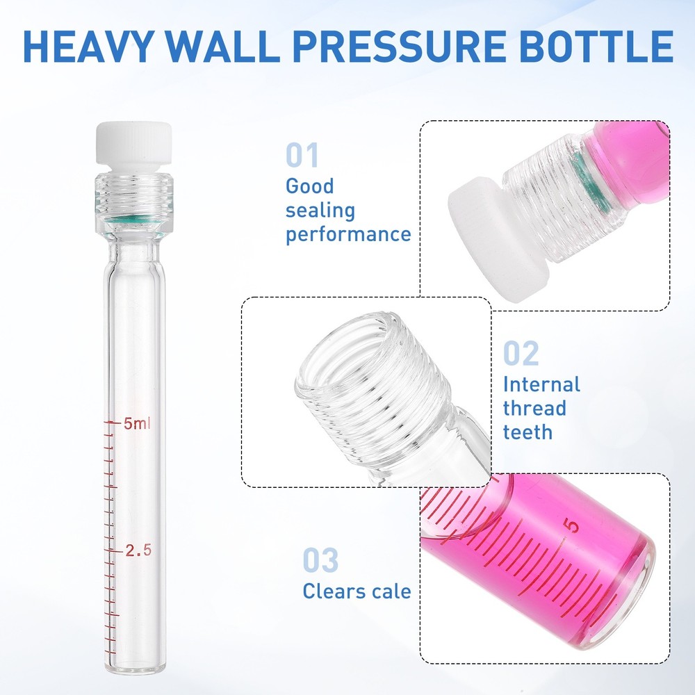 5ml Flat Bottom Heavy Wall Pressure Bottle with Full Scale, Clear