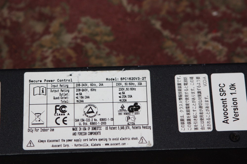 AVOCENT SPC1620 SPC1620V3 16 OUTLETS SECURE CONTROL POWER DISTRIBUTION UNIT
