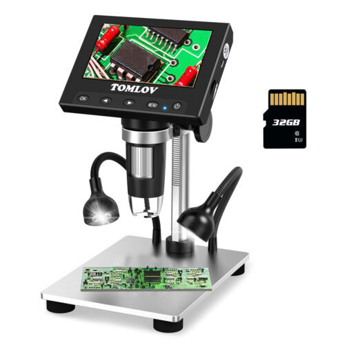 TOMLOV 4.3" Digital Microscope 1000X Coin Microscope 1080P Soldering microscope