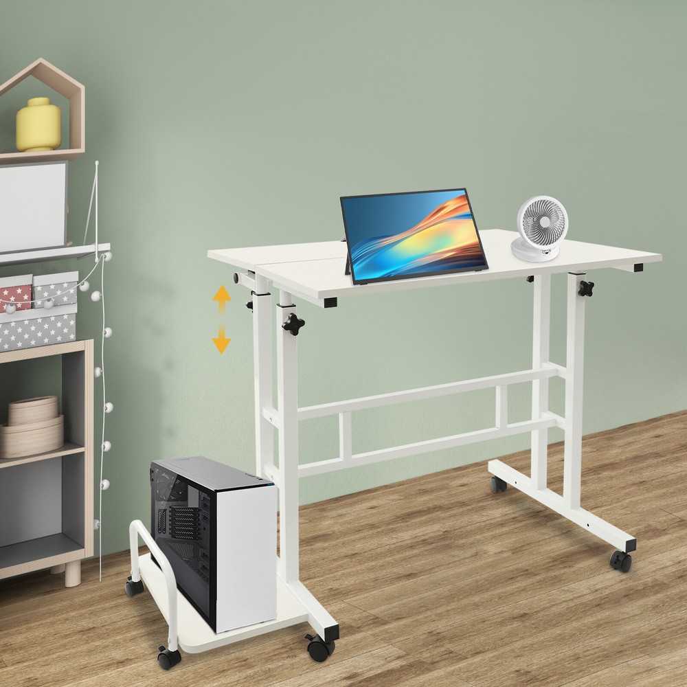White Computer Desk, Multi Functional Foldable Desk, Adjustable Computer Table