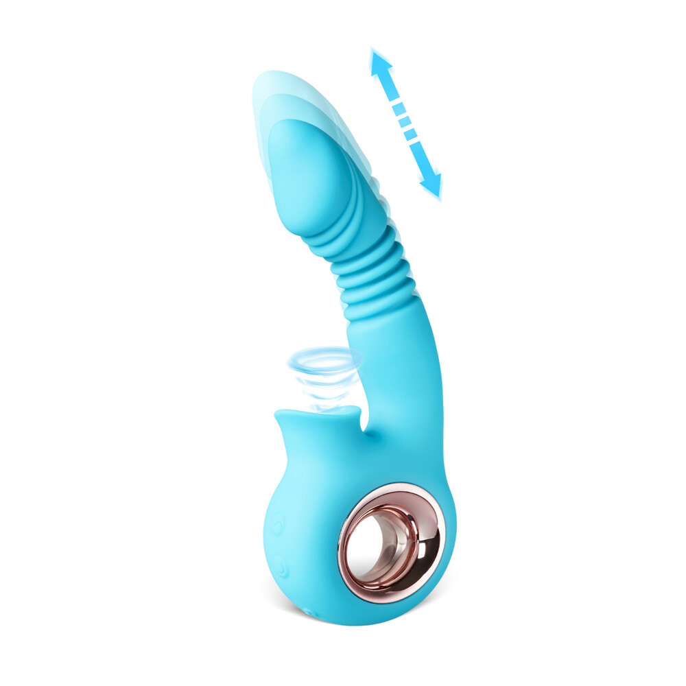 Rechargeable Silicone Thrusting & Sucking Rabbit Vibrator Loop Handle 12 Speed