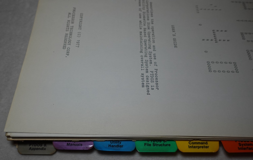 PTDOS 1.4 Processor Technology Disk Operating System 1977 Original User's Guide