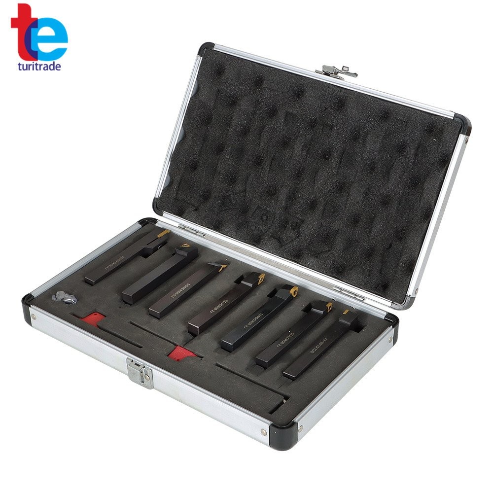 7Pcs Carbide Indexable Turning Tool 1/2" Tool Bit Thread Insert+Holder For Lathe