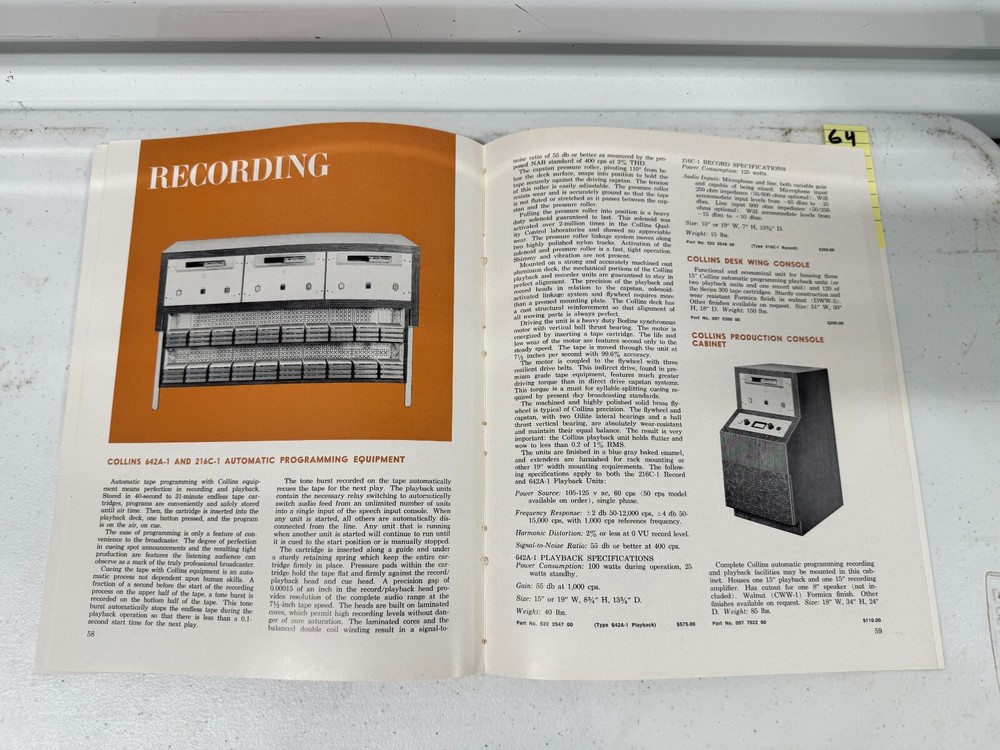 COLLINS Broadcast Equipment 1964 Advertising Catalog