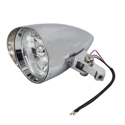 Motorcycle Chrome Visor Headlight Lamp Replacement for Bobber Chopper Dyna 12V