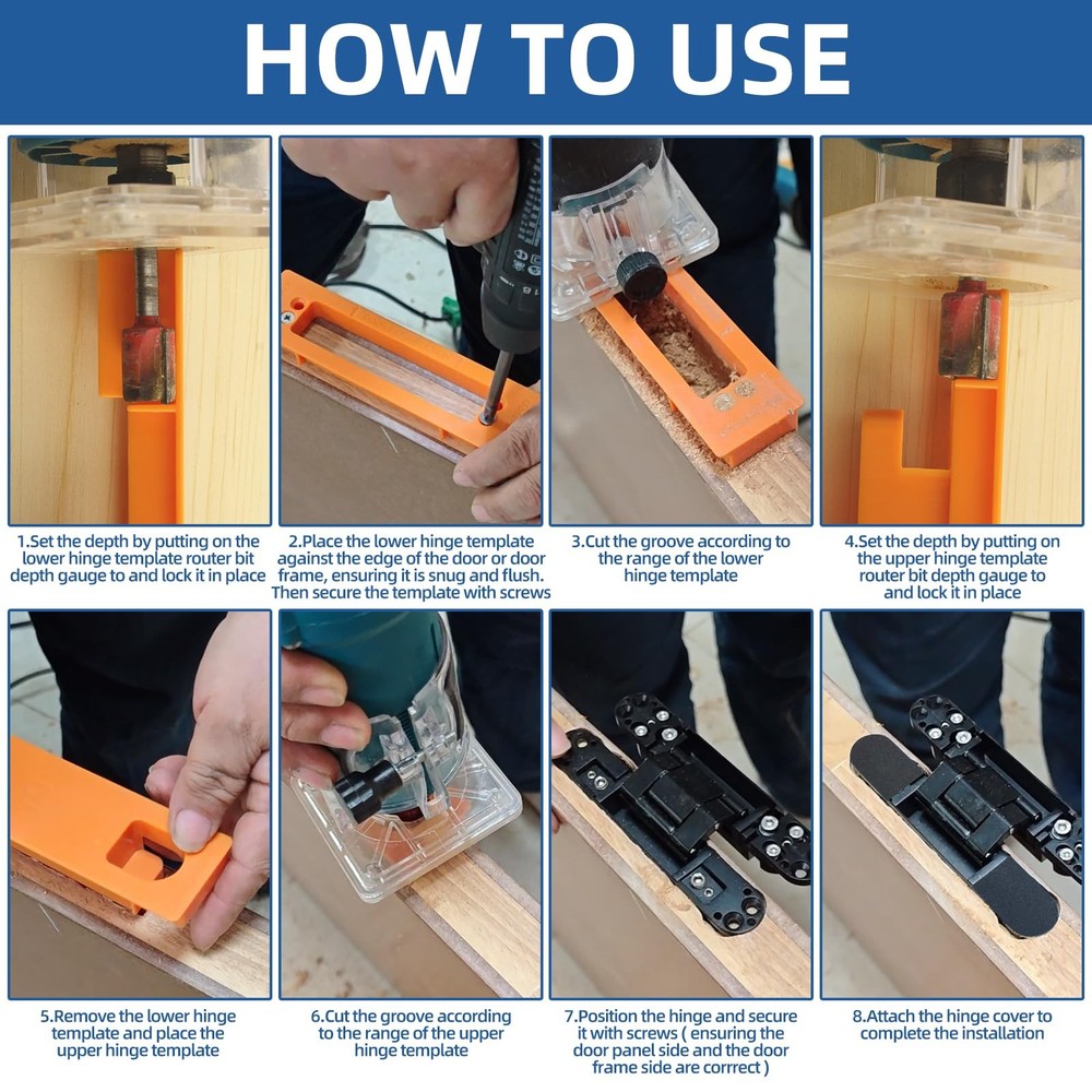 Invisible Hinge Router Guide Template for Hidden Door Installation