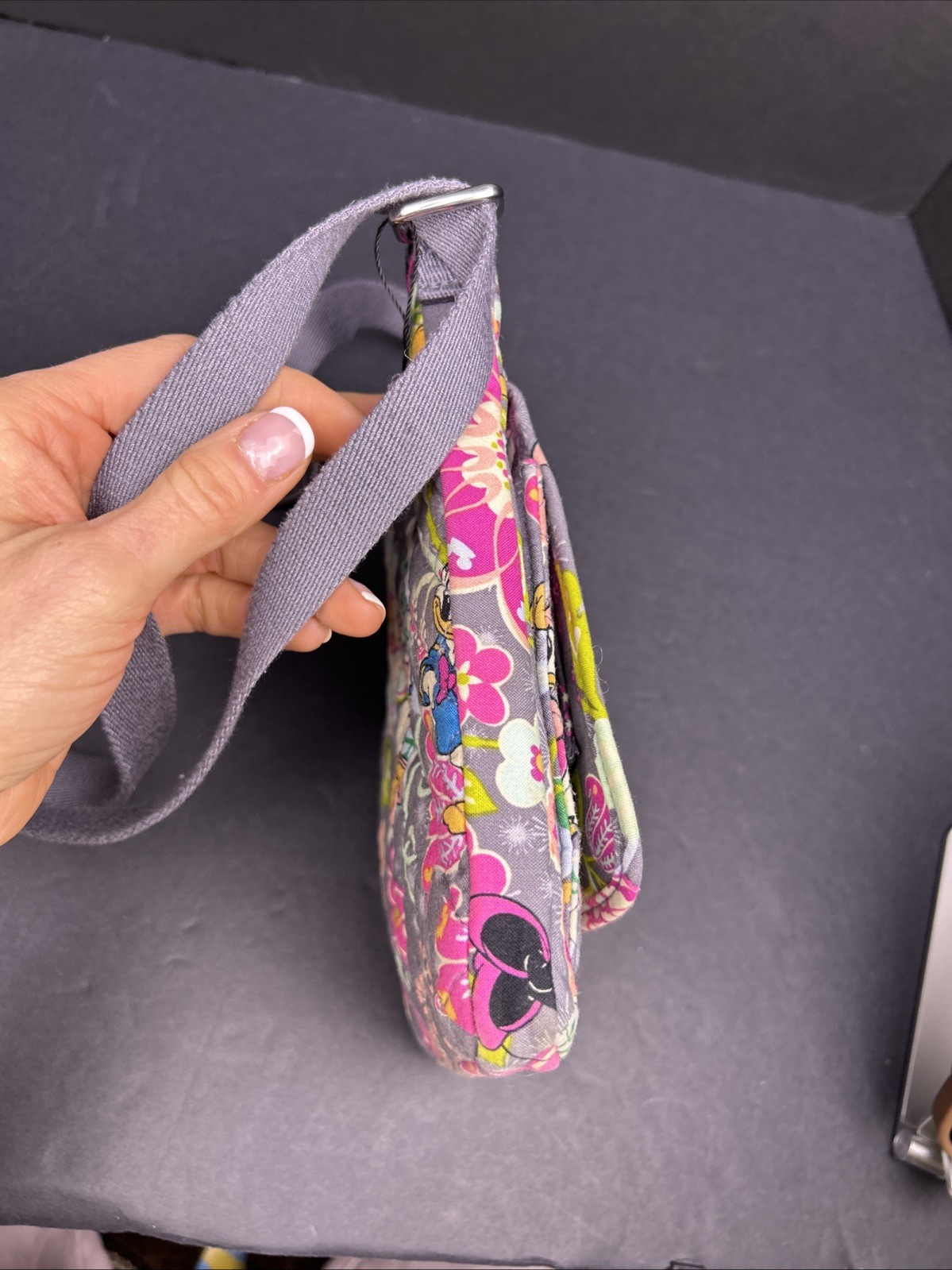 DISNEY VERA BRADLEY CROSSBODY BAG PURSE GRAY MINNIE & MICKEY MOUSE TROPICAL