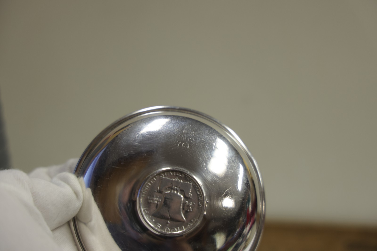 Antique Baldwin & Miller B&M 1951 Franklin 50c Sterling Bowl/Trinket Dish #761