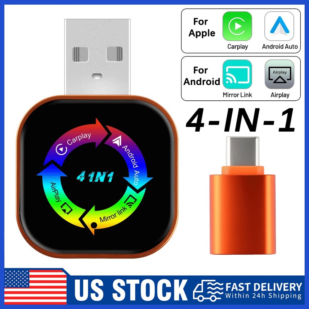 Android Auto Wireless Carplay Adapter Mirror Link Screen Airplay Bluetooth Wi-fi