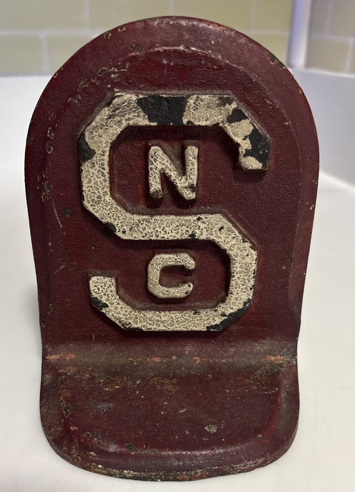 Vintage NC State Wolfpack Cast Iron Bookend (1)