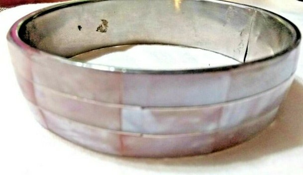 PINK SHELL MOP inlaid bangle bracelet Pink Summer Spring Easter Boho Hippie