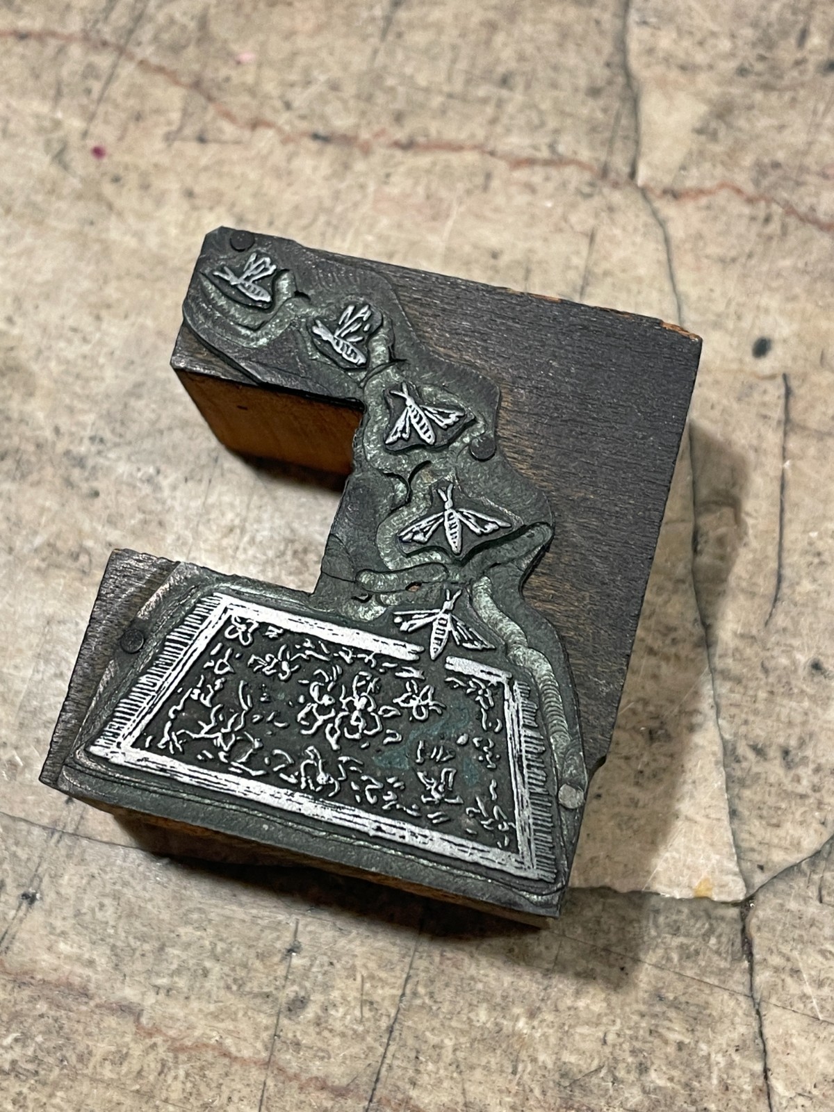 Printing Letterpress Printers Block Rug With Flying Moths (1523)