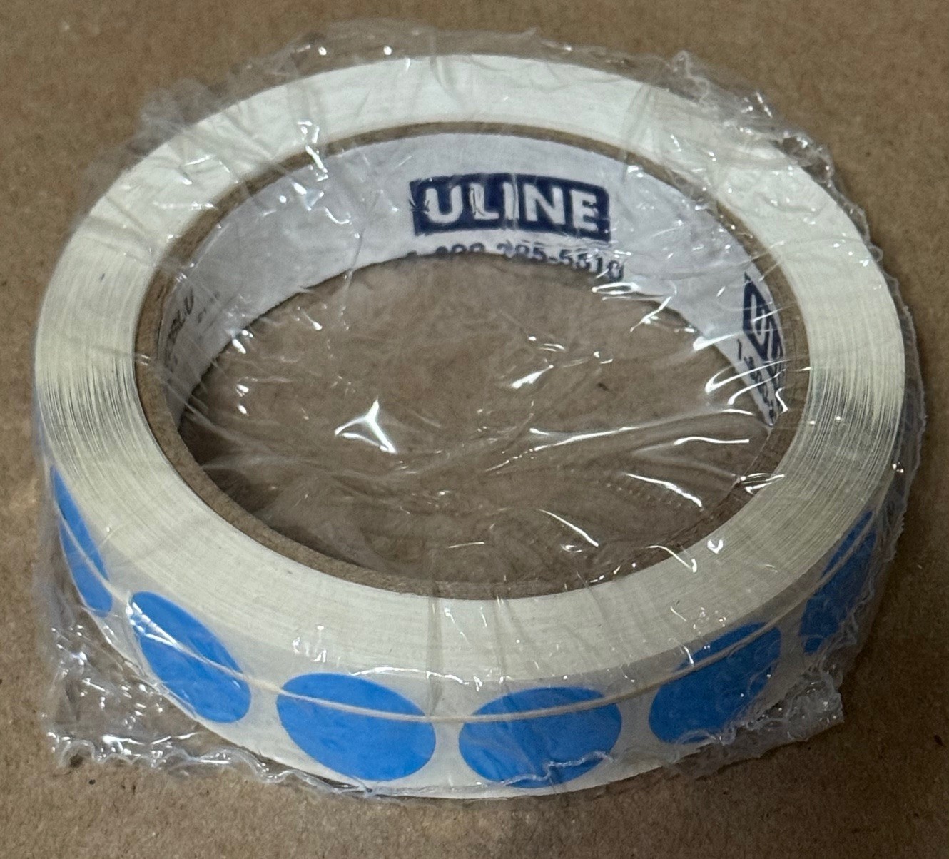 SEALED ROLL 1,000 ULINE BLUE 3/4" REMOVABLE ADHESIVE CIRCLE DOT LABELS STICKERS