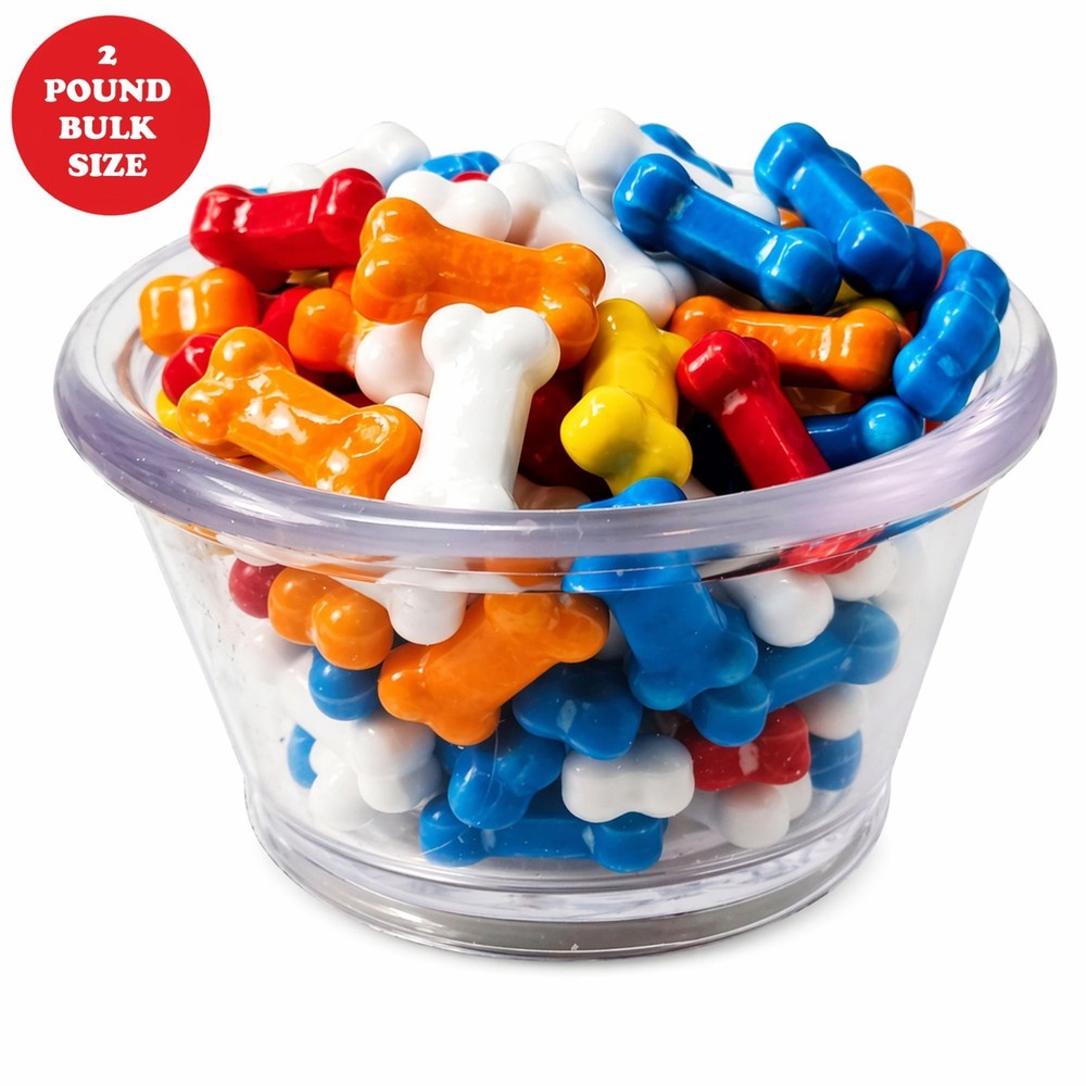 Bonz Candy 2 lb Bulk Bag Assorted Fruit Hard Candy Dog Bone Shape